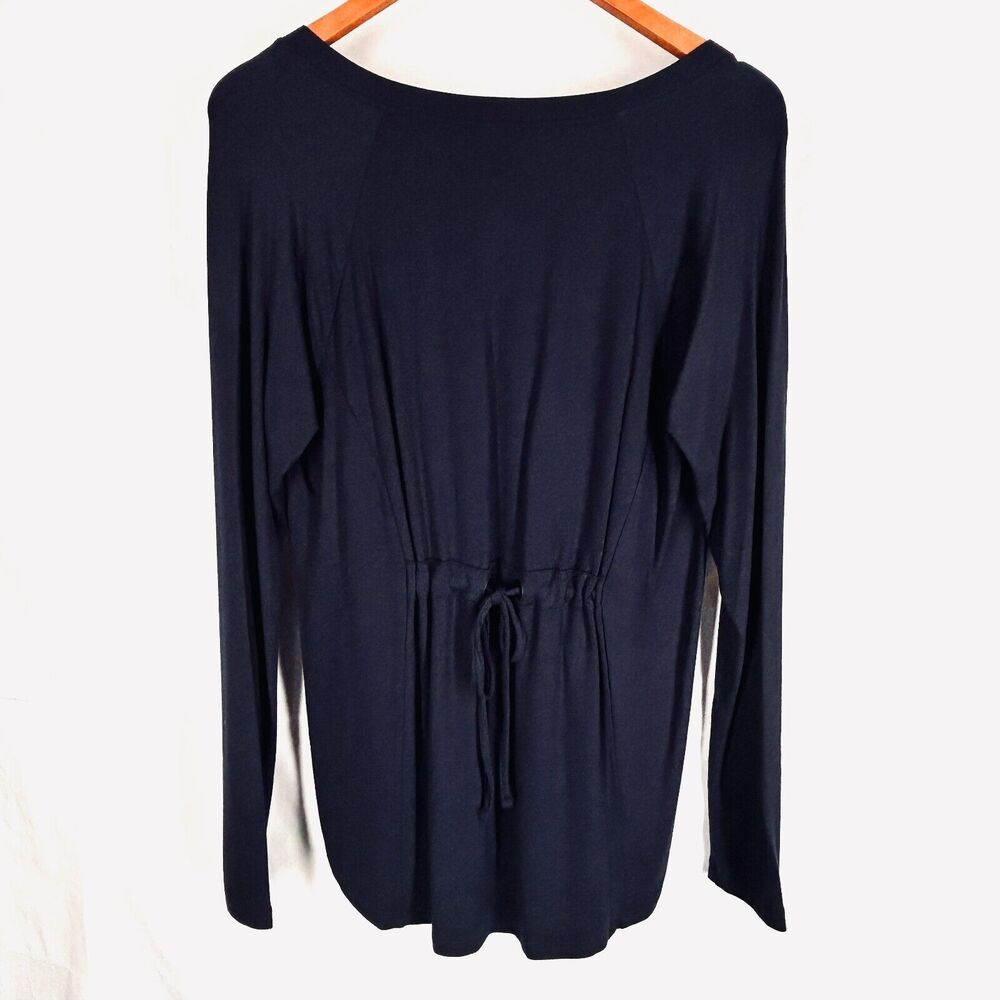Cabi Recline S Knit Top Cinch Back Tee NAVY BLUE Rayon Stretch Style So cute! - Picture 7 of 10